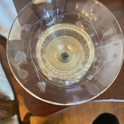 Antique Silver & Crystal Champage Coups - crystal bowl screws into silver stem