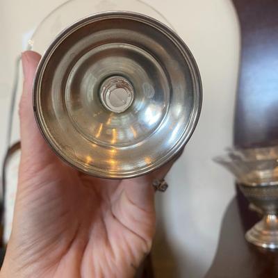 Antique Silver & Crystal Champage Coups - crystal bowl screws into silver stem