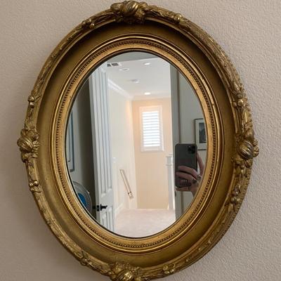 Oval Antique Gold Framed Mirror     