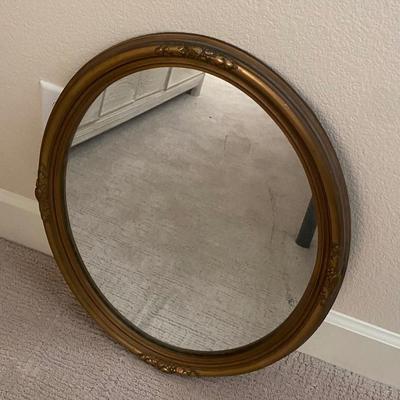 Oval Antique Gold-Bronze Framed Mirror