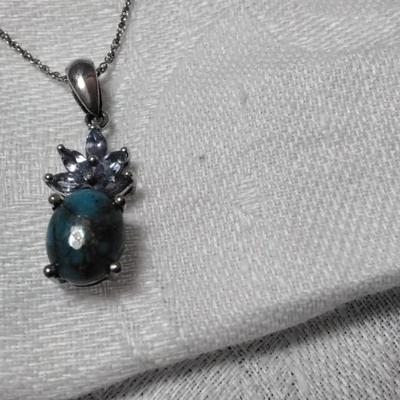 Absolutely Gorgeous One Of A Kind STS Turquoise And Amethyst 18" 925 Necklace
