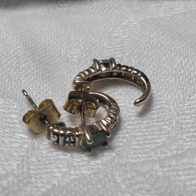 Gorgeous Ross Simons Jade and Diamond 925 Earrings