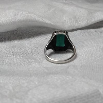 Beautiful Filigree Emerald Quartz 925 Ring Size 9