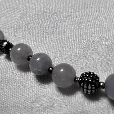 Exquisite Lavender Jade, Hematite, Amethyst 925 Beads With A Stunning Baroque Pearl 18" Necklace