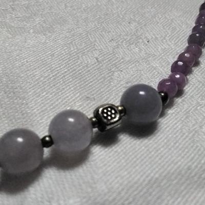 Exquisite Lavender Jade, Hematite, Amethyst 925 Beads With A Stunning Baroque Pearl 18" Necklace