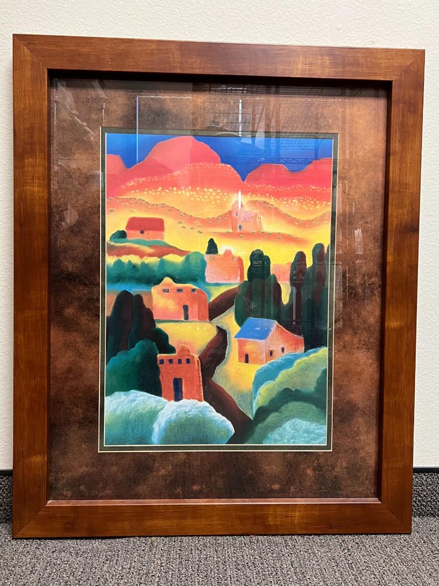 New Mexico Village Ted Remington Framed Brightly Colored Southwestern ...