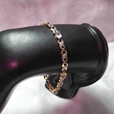 Ross Simons Gold Vermeil Diamonds and Varied Gems (Aquamarine, Peridot. Amethyst. Citrine) 7" 925 Bracelet