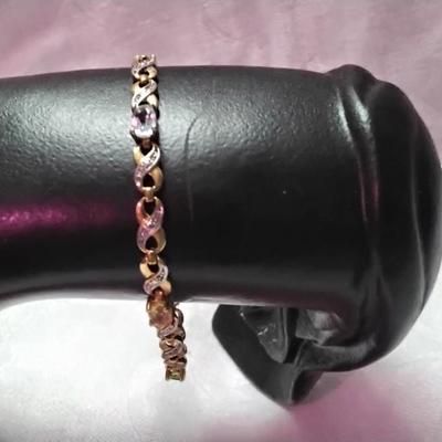 Ross Simons Gold Vermeil Diamonds and Varied Gems (Aquamarine, Peridot. Amethyst. Citrine) 7" 925 Bracelet