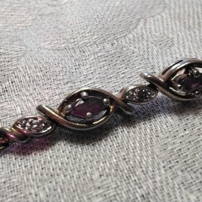 Vintage Ross Simons Ruby and Diamonds  7" Gold Vermeil Bracelet