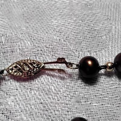 Gorgeous High Luster Chocolate 6.5 mm Pearls With 14k Beads and Clasp 7" Bracelet