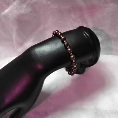 Gorgeous High Luster Chocolate 6.5 mm Pearls With 14k Beads and Clasp 7" Bracelet