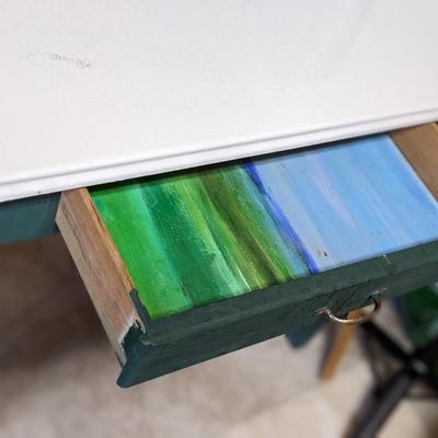 Vintage Enamel Top Table, Nice Shape