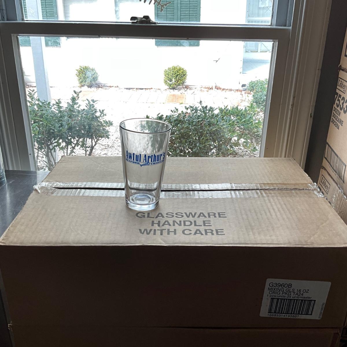 290 Two Dozen Awful Arthurs 16oz Pint Mix Glasses (Blue) | EstateSales.org