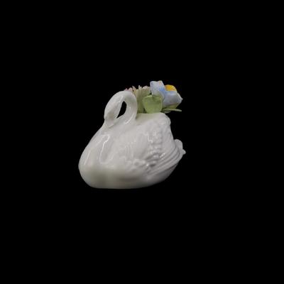 Vintage Swan with Flowers Figurine