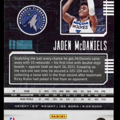 JADEN MCDANIELS ROOKIE CARD #'D /149