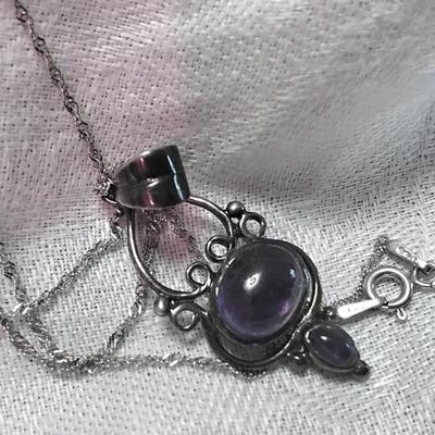 Antique Eyecatching Amethyst 16" 925 Necklace