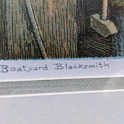 Original Harvey Fuller Painting, Boatyard Blacksmith
