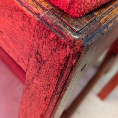Set of 5 Chippendale Oak Antique Well Upholstered Chairs