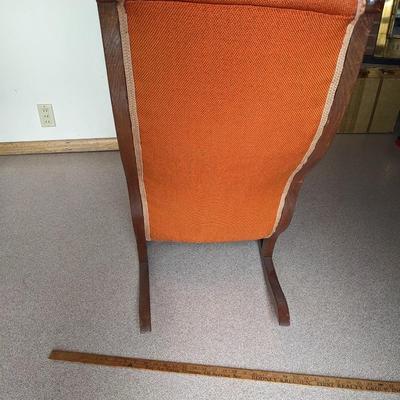 Antique Victorian Carved Walnut, Well Upholstered Rocking Chair