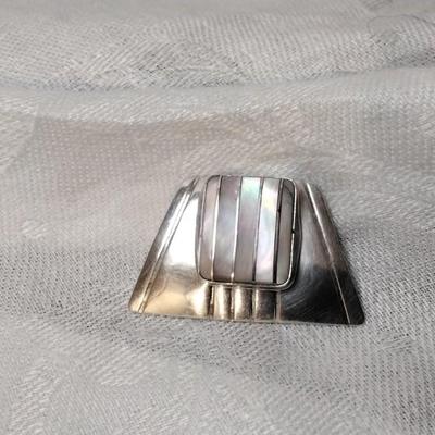 Gorgeous Mother of Pearl 925 Navajo Made Brooch