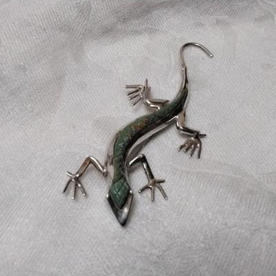 Fun Turquoise Lizard 925 Brooch