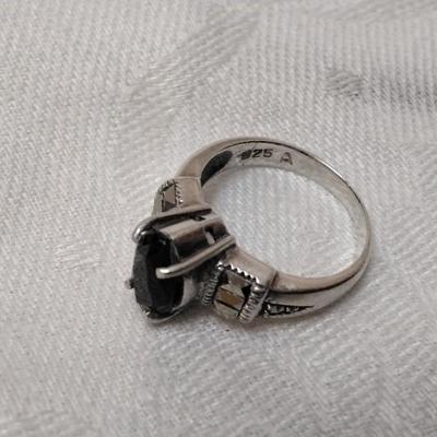 Stunning Smokey Topaz and Marcasite 925 Ring Size 6