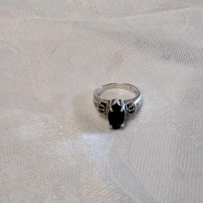 Stunning Smokey Topaz and Marcasite 925 Ring Size 6