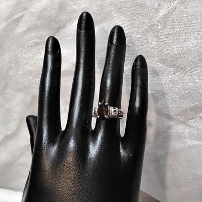 Stunning Smokey Topaz and Marcasite 925 Ring Size 6