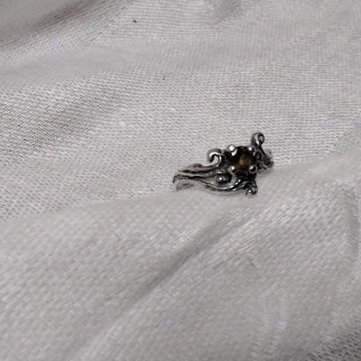 Beautiful Scrollwork Citrine 925 Ring Size 5