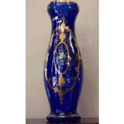 This luxury Glass vase is hand made from glass, then hand painted with Gold decorative design. Approximately 20â€³ height and 8â€³ in...