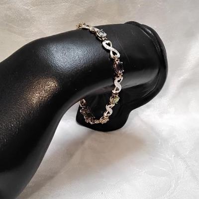 Vintage Ross Simon Diamond, Amethyst, Peridot, Citrine Gold Vermeil 7" Bracelet