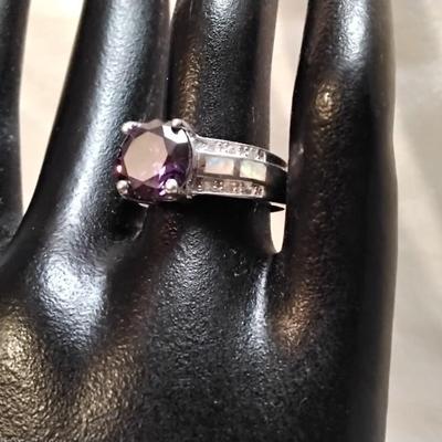 WOW! Amethyst, Opals and Diamonds 925 Ring Size 8