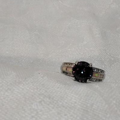 WOW! Amethyst, Opals and Diamonds 925 Ring Size 8