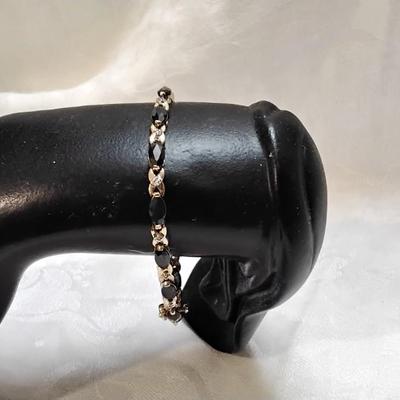 Gorgeous Vintage Sapphire And Diamond Gold Vermeil 7" Bracelet