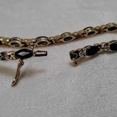 Gorgeous Vintage Sapphire And Diamond Gold Vermeil 7" Bracelet