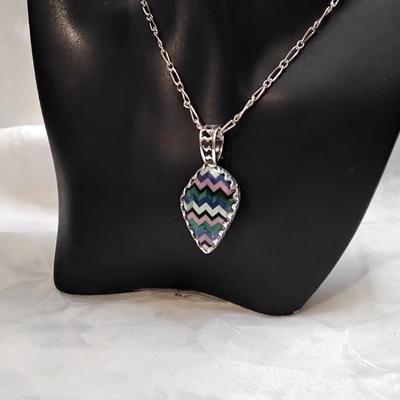 Signed Zuni Indian (Lavender Turquoise, Malachite, Green Turquoise, Lapis Lazuli and Onyx) 24" 925 Necklace