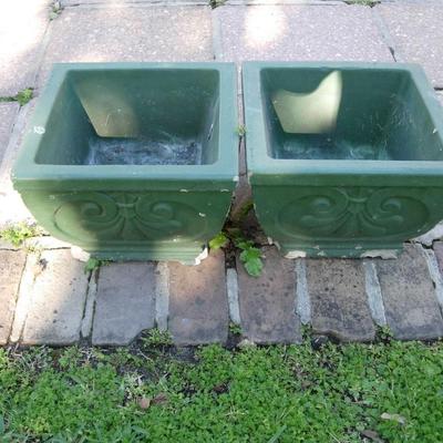 Cement Green Planter (pair 2)
