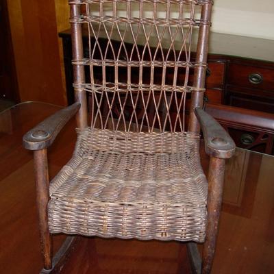 Antique Wicker Cane Child Rocker