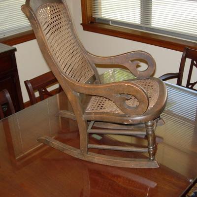 Wicker Cane Child Rocker Antique