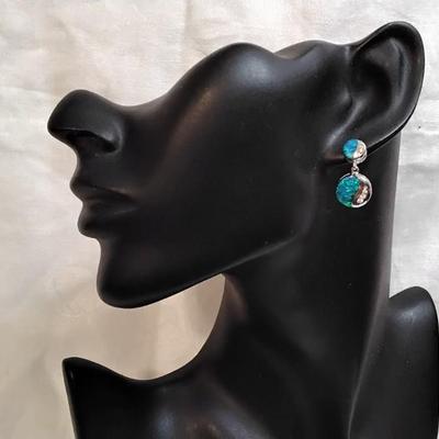 Blue Fire Opal Earrings With Diamond Accents 925 Post