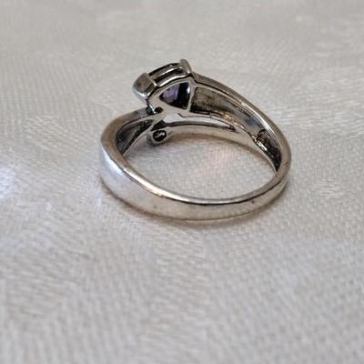 Vintage Fire Blue Opal With Amethyst and Diamond Accent Size 8