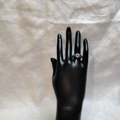Vintage Fire Blue Opal With Amethyst and Diamond Accent Size 8