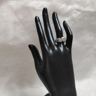 Blue Fire Opal With White Sapphires 925 Ring Size 7