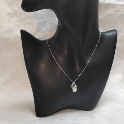 Opal and Aquamarine With Diamond Accents 18" 925 Necklace