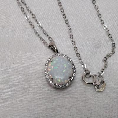 DK Opal With Diamond Accents 18" 925 Necklace