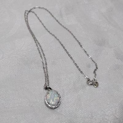 DK Opal With Diamond Accents 18" 925 Necklace