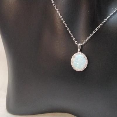 DK Opal With Diamond Accents 18" 925 Necklace