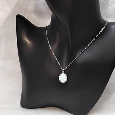 DK Opal With Diamond Accents 18" 925 Necklace