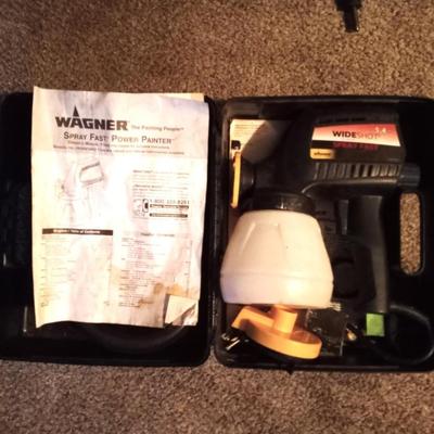 WAGNER SPRAY FAST PAINT SPRAYER IN CASE-CAULK GUN AND PUTTY KNIVES