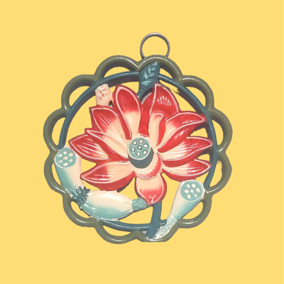 Vintage Floral Cast Iron Trivet/Wall Decor